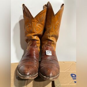 #2093-Brown Leather Cowboy Boots